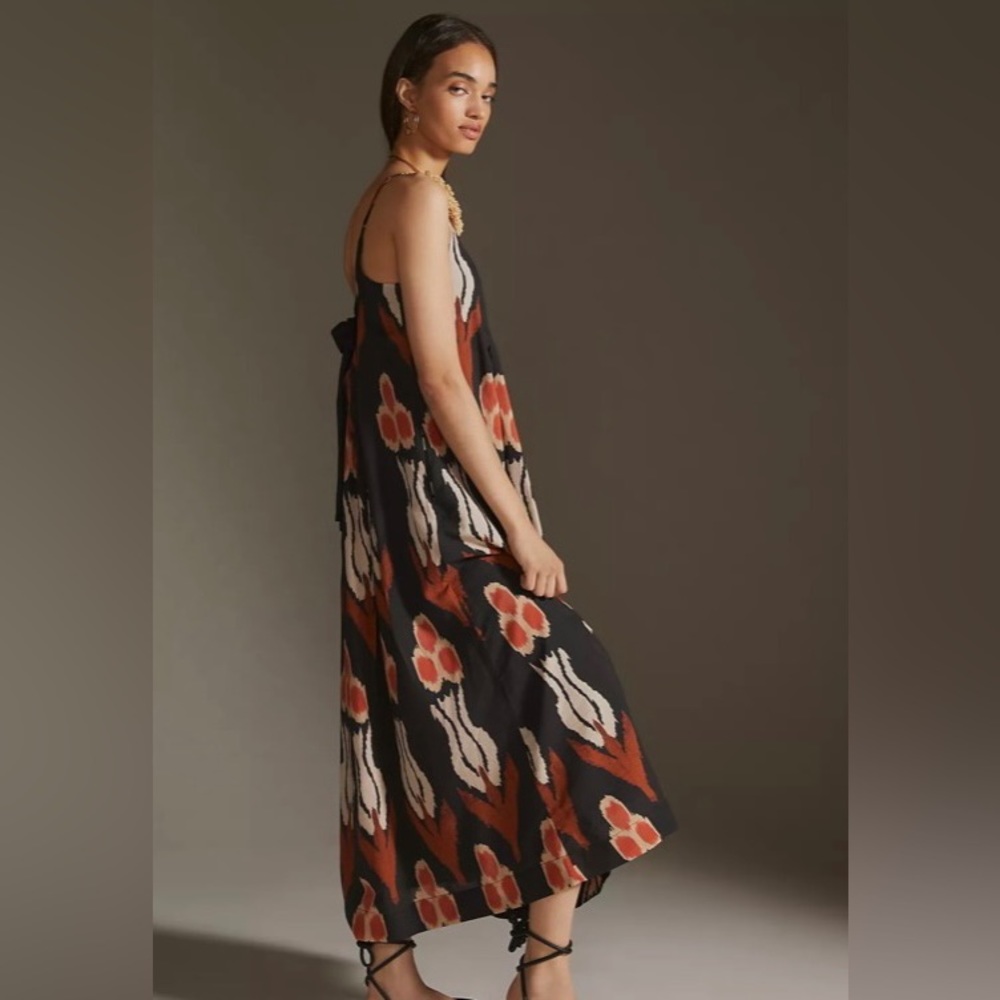 NWOT Anthropologie Nikki Pleated Maxi Color: BLACK MOTIF - Picture 4 of 5